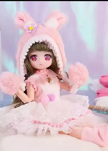 Pembe tavşan Kapüşonlu anime BJD Bebek