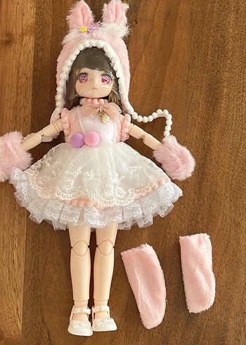 Beden Pembe tavşan Kapüşonlu anime BJD Bebek