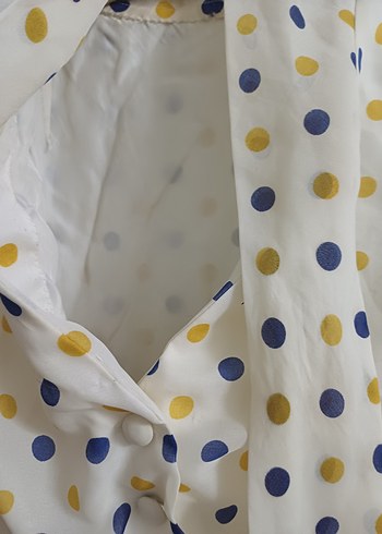 Düğmeli Beyaz Puantiyeli Mini Elbise - Görsel 7