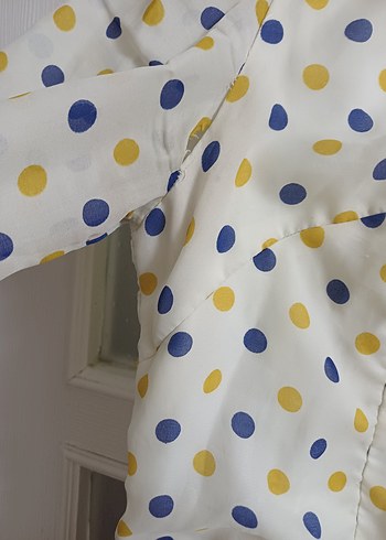 Düğmeli Beyaz Puantiyeli Mini Elbise - Görsel 6