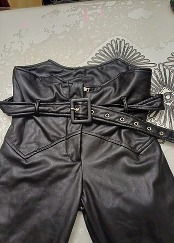 kemerli deri pantalon - Görsel 3