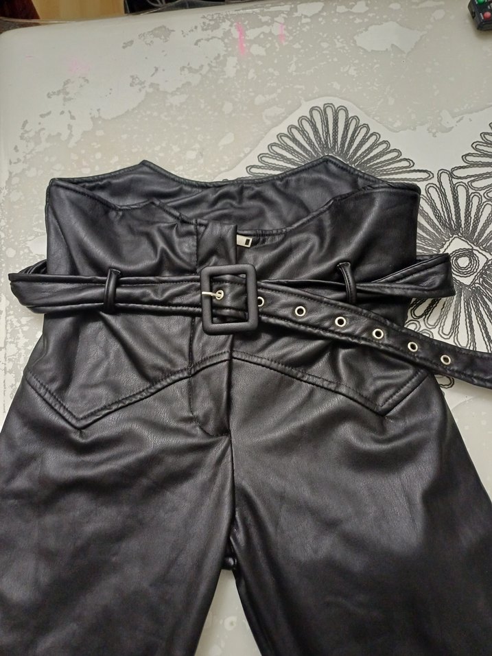 kemerli deri pantalon - Görsel 3