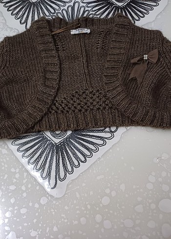 Kız Çocuk Kahverengi Örgü Bolero 6-7 yaş - Görsel 3