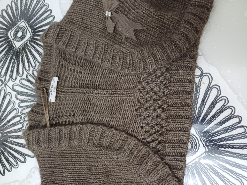 Kız Çocuk Kahverengi Örgü Bolero 6-7 yaş - Görsel 5