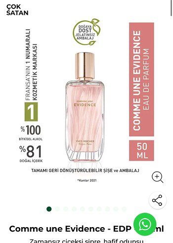 Comme une Evidence Kadın Parfümü 50 ml sıfır ürün