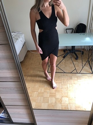 Kikiriki Siyah dekolteli mini elbise
