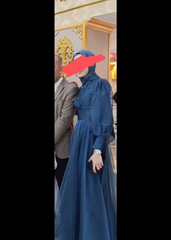 Zara Uzun Lacivert Gotik Drapeli Abiye