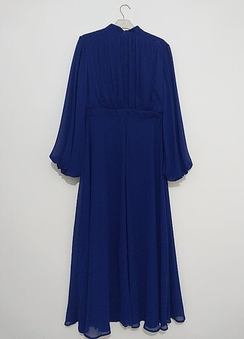 40 Beden mavi Renk İndigo rengi tesettür abiye elbise 