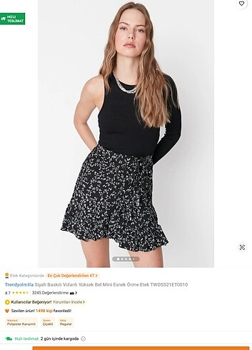 Trendyolmilla Kadın mini siyah etek 