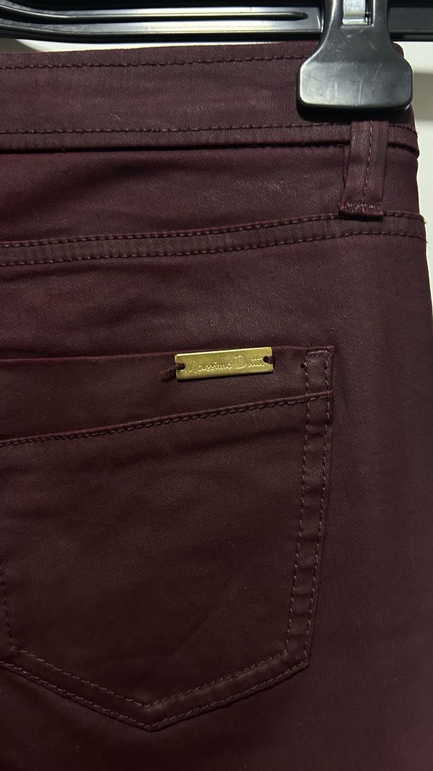 Bordo Deri Kadın Kumaş Pantolon - Görsel 4