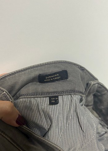 Gri Kadın Denim Pantolon Street Style - Görsel 6