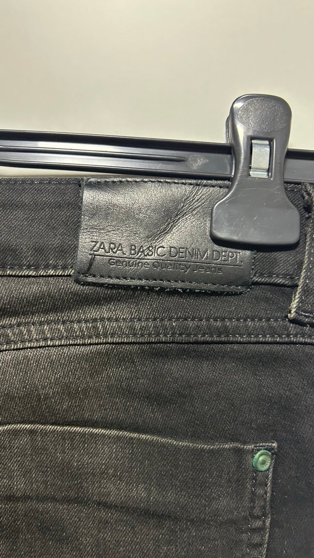 Düğmeli Siyah Baskılı Kadın Kot Pantolon - Görsel 5