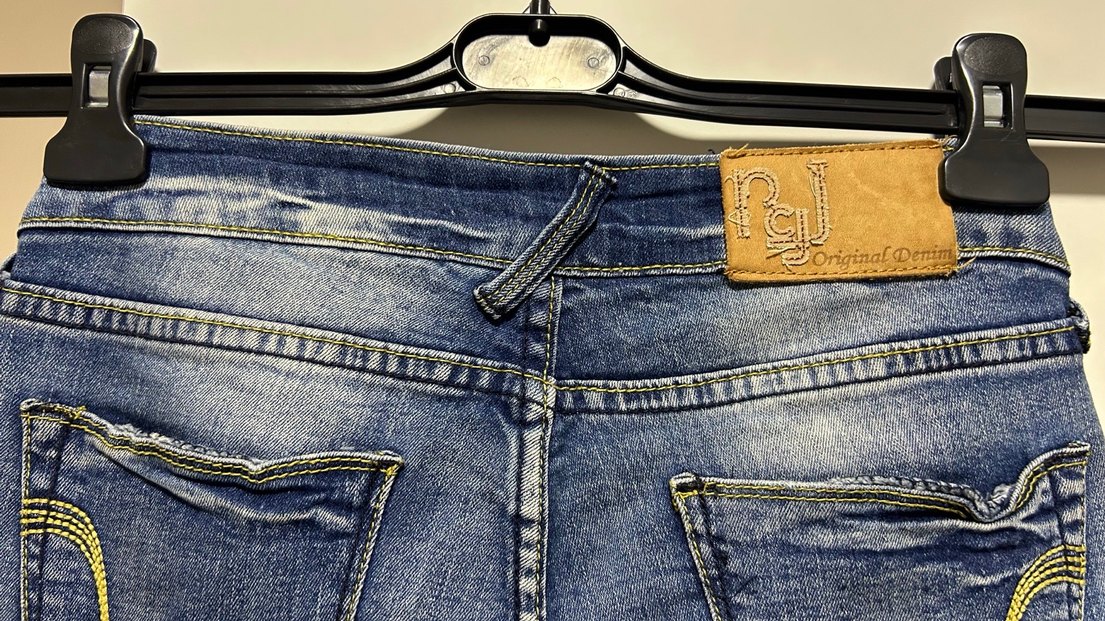 Düğmeli Mavi Kadın Denim Pantolon - Görsel 4