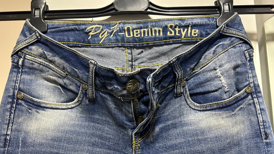 Düğmeli Mavi Kadın Denim Pantolon - Görsel 2