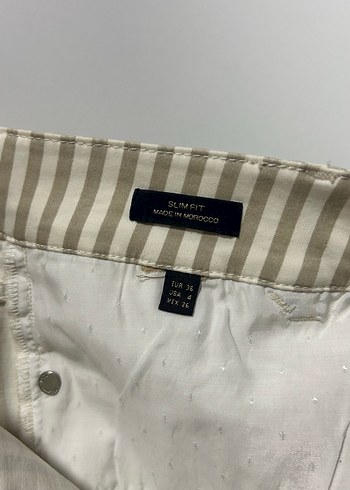 Bej Gri Çizgili Kadın Kumaş Pantolon - Görsel 6