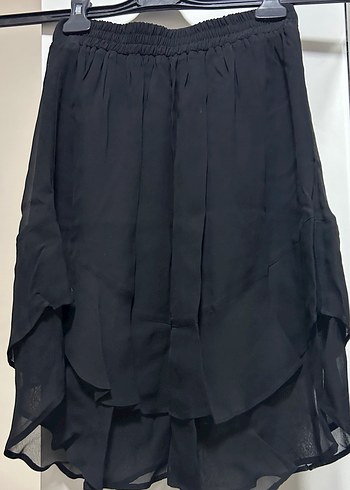 Siyah Fırfırlı Midi Etek - Görsel 2