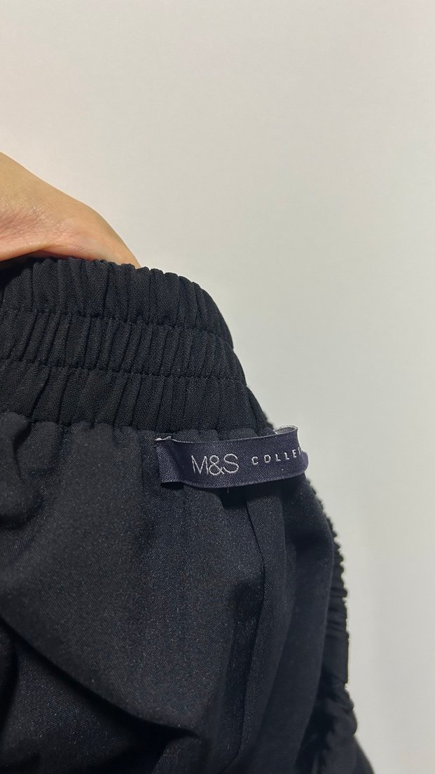 Siyah Fırfırlı Midi Etek - Görsel 3