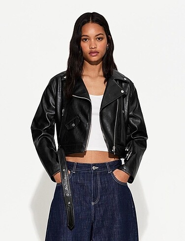 Bershka suni deri biker ceket