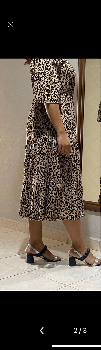 Diğer Leopar midi elbise