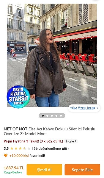 Zara model süet içi peluşlu oversize mont