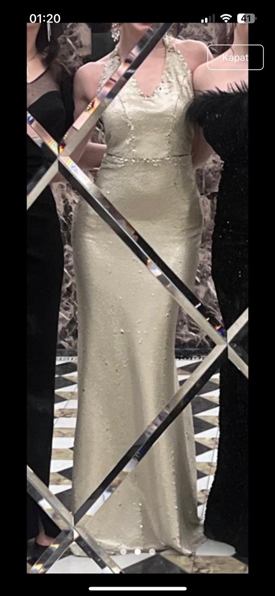 Payetli Sırtı Açık Abiye Elbise - Görsel 2