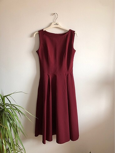Bordo midiboy elbise