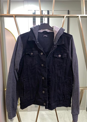 Gri Denim Kapüşonlu erkek çocuk ceket