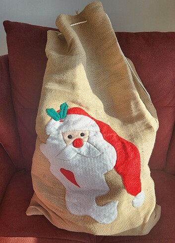 Beden camel Renk Noel Baba figürlü Yılbaşı hediye torbası 45*75 cm