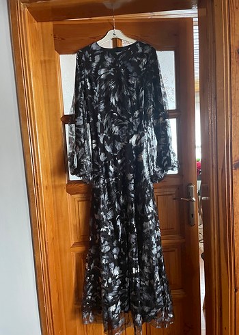 Armalife Uzun Kollu Gri Batik Desenli Gotik Elbise