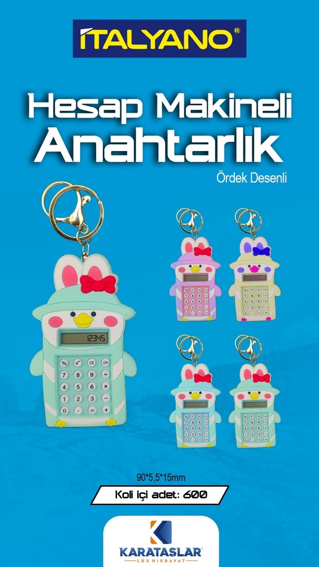 Ayıcık Desenli Hesap Makineli Anahtarlık - Görsel 3