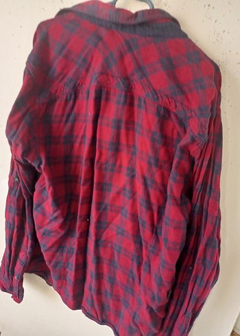 Kırmızı Pamuklu Düğmeli Gömlek - Görsel 3