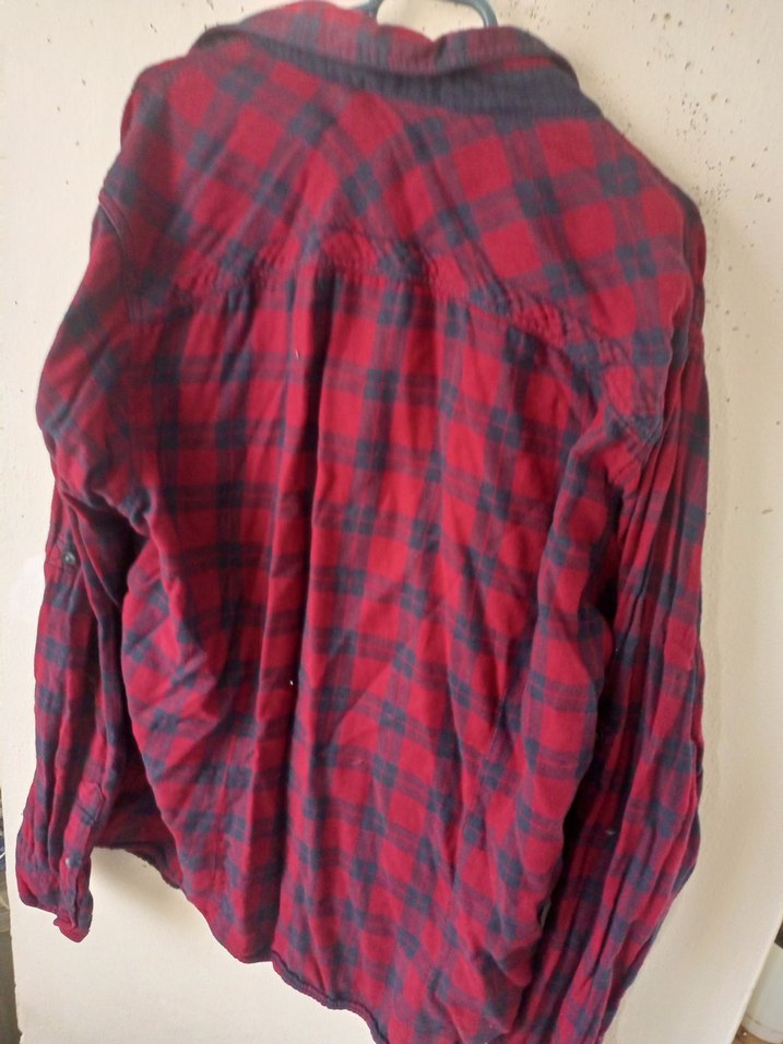 Kırmızı Pamuklu Düğmeli Gömlek - Görsel 3