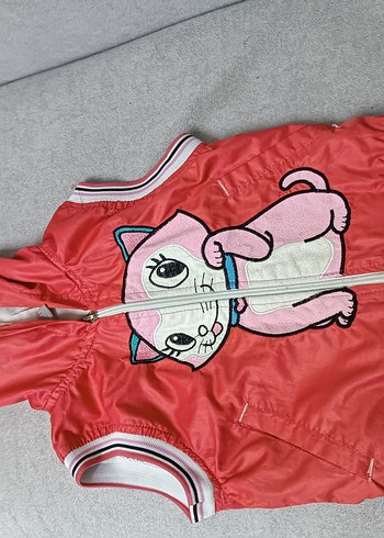 Kız Çocuk Renkli Baskılı Fermuarlı Yelek - Görsel 5