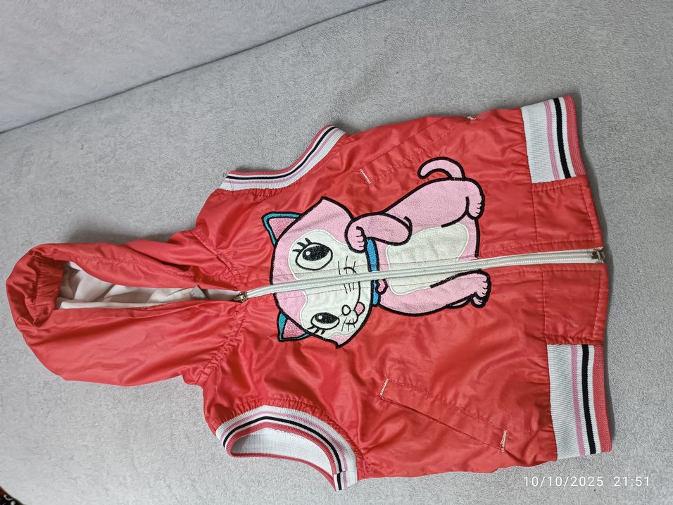 Kız Çocuk Renkli Baskılı Fermuarlı Yelek - Görsel 5