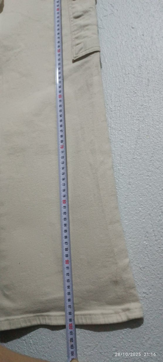 Kadın Bej Pamuklu Rahat Kesim Jean - Görsel 4