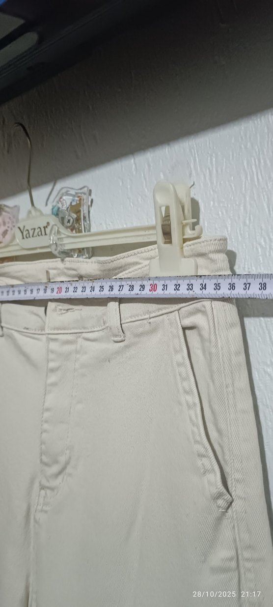 Kadın Bej Pamuklu Rahat Kesim Jean - Görsel 5