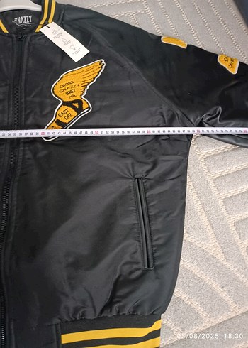 Siyah Baskılı erkek  Bomber Ceket - Görsel 7