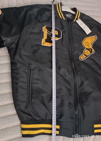 Siyah Baskılı erkek  Bomber Ceket - Görsel 10