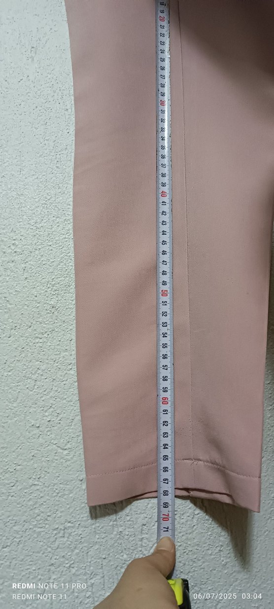 Pastel Pembe Kadın Midi Kumaş Pantolon - Görsel 4