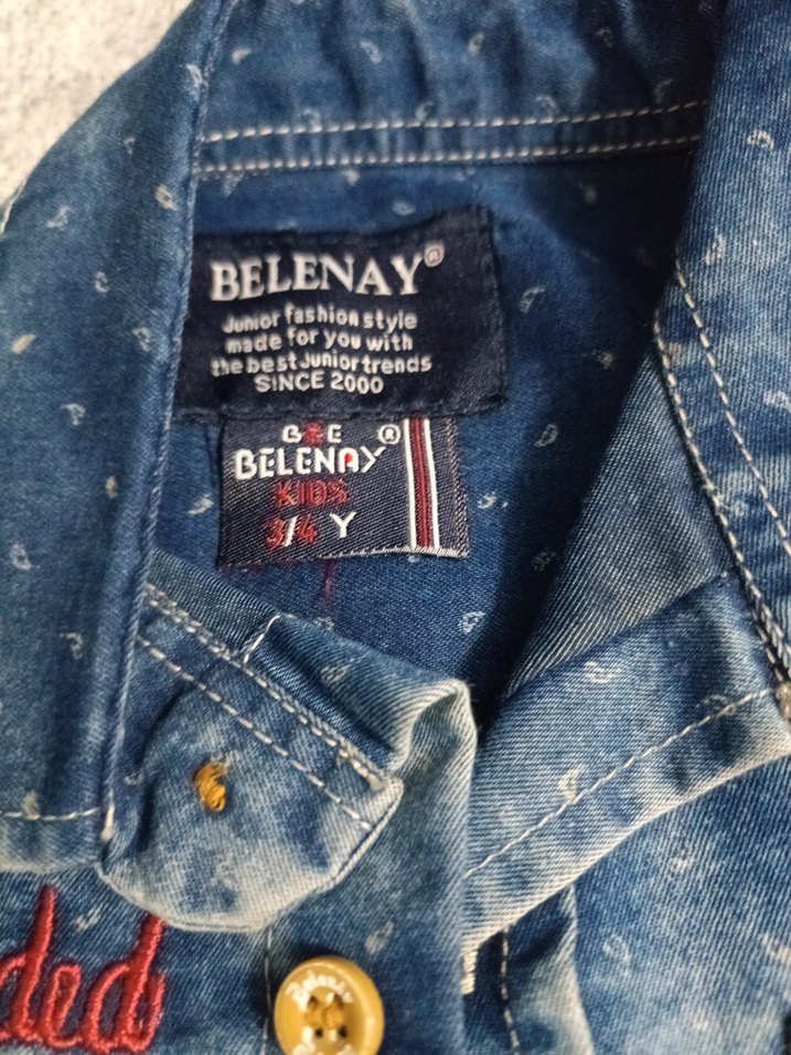 Erkek Çocuk Nakışlı Mavi Denim Gömlek - Görsel 3