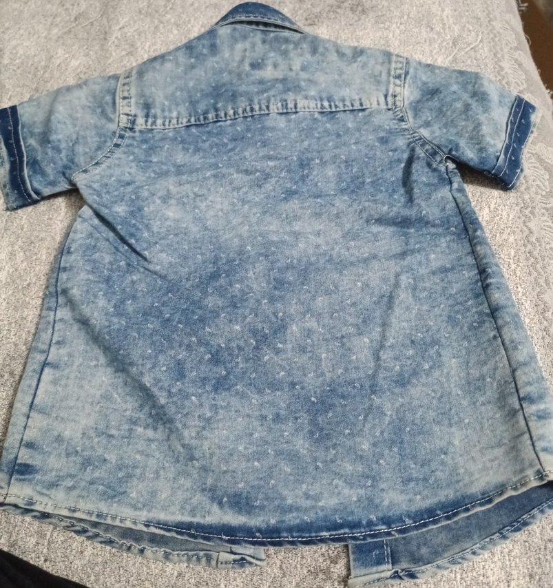 Erkek Çocuk Nakışlı Mavi Denim Gömlek - Görsel 2