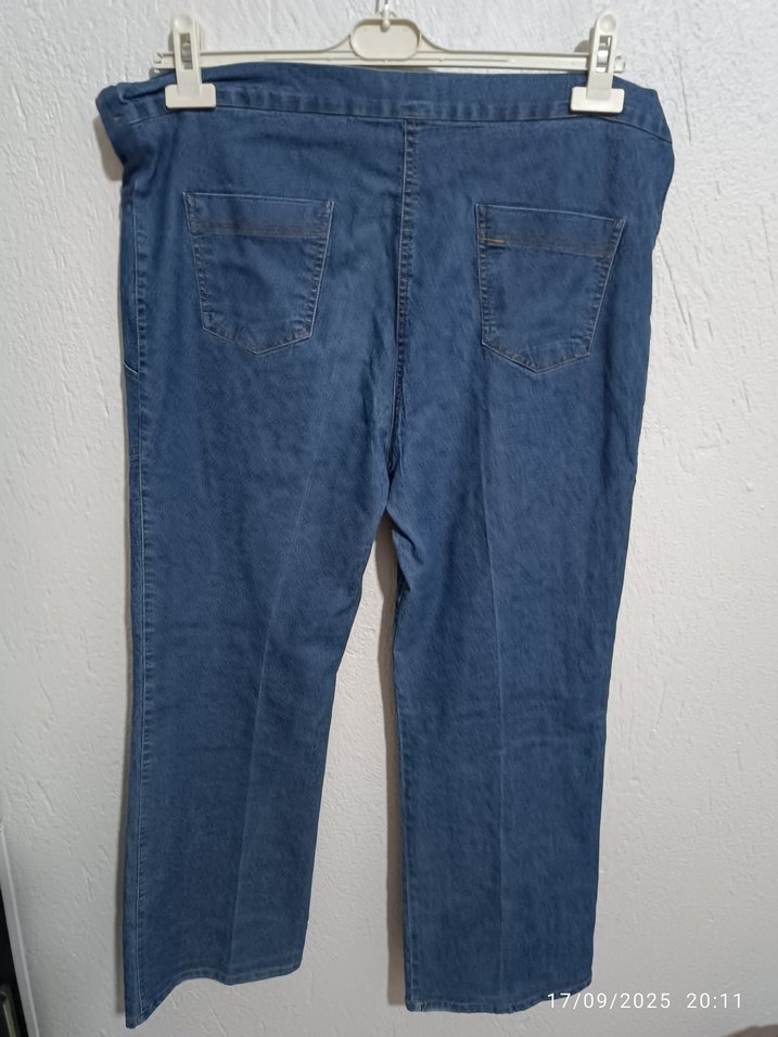 Mavi bel lastik ayarlamalı Hamile Kot Pantolon - Görsel 2