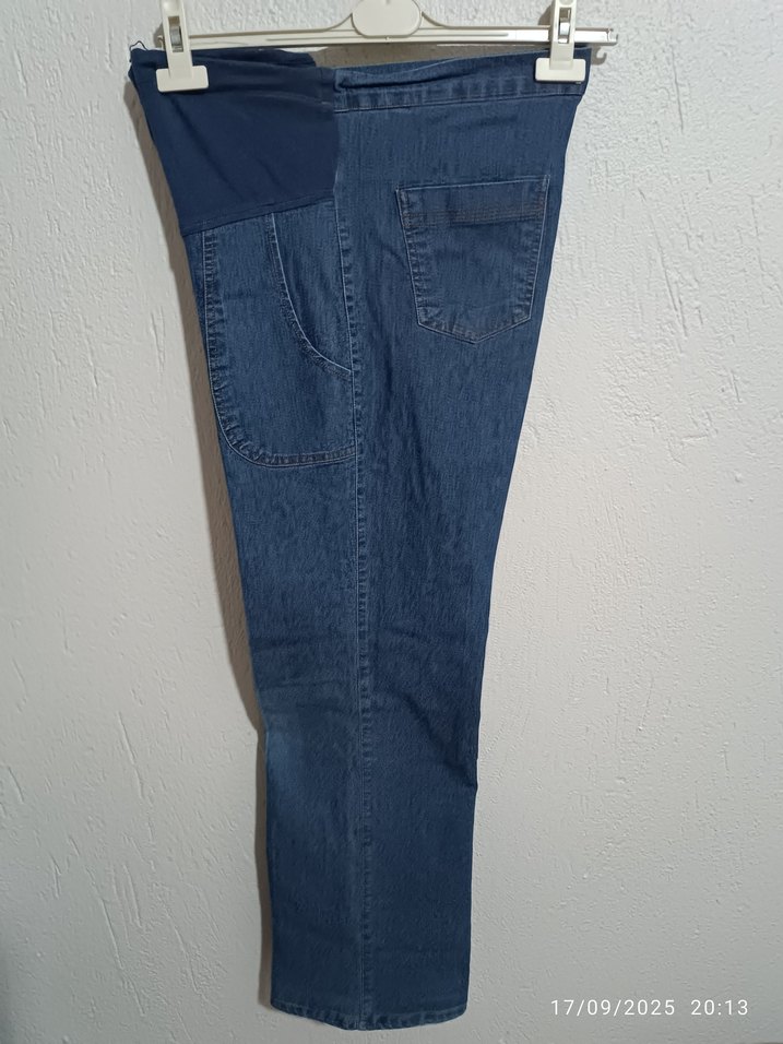 Mavi bel lastik ayarlamalı Hamile Kot Pantolon - Görsel 4