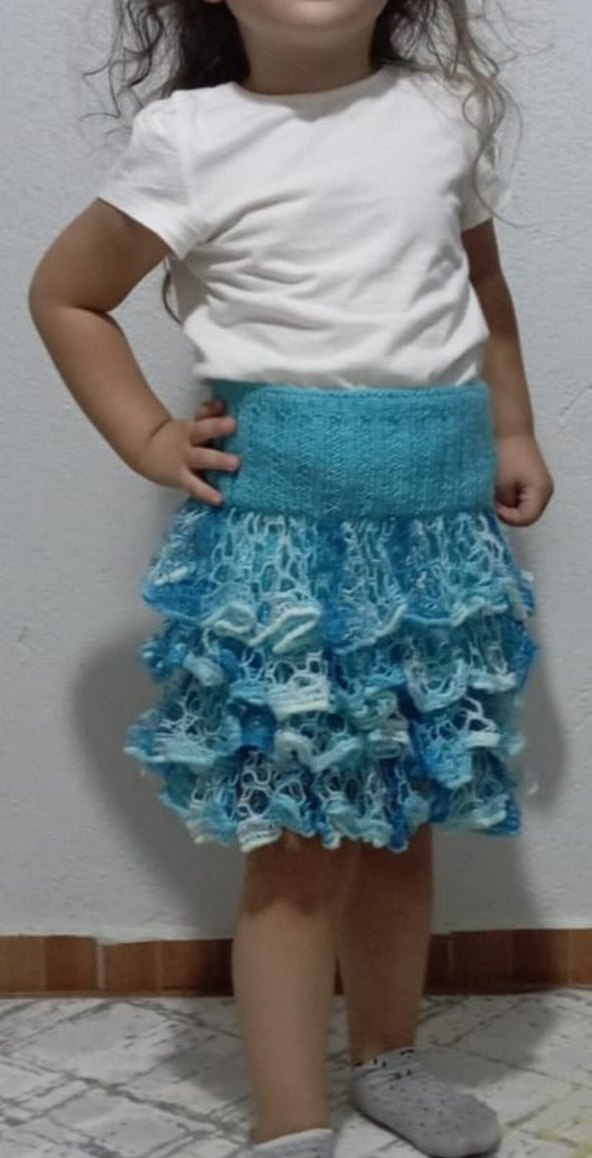 LC Waikiki temsilidir Mavi Bağlama Desenli Örgü FırfırlıKızEteği - Görsel 2