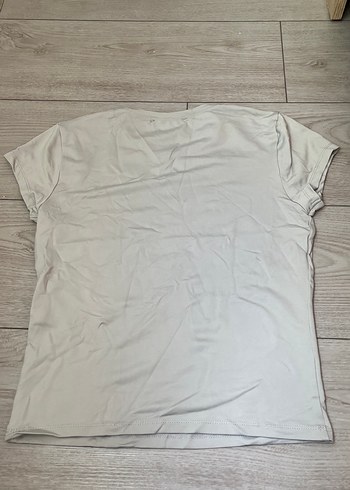 l Beden Gri Kısa Kollu Basic Keten Tişört