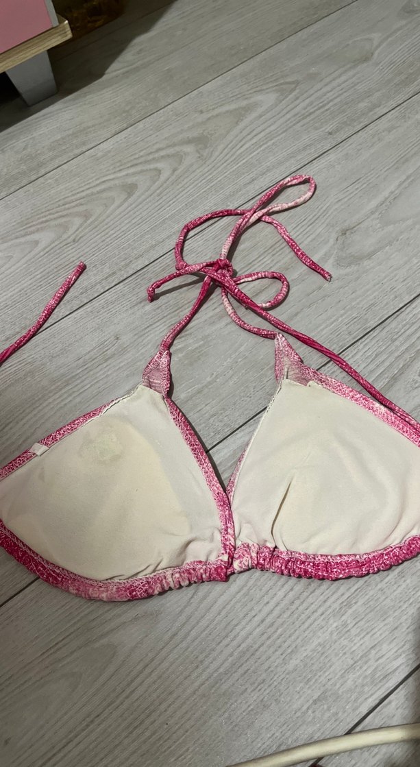 Dantel Detaylı Pembe Bağlamalı Bikini Üstü - Görsel 3