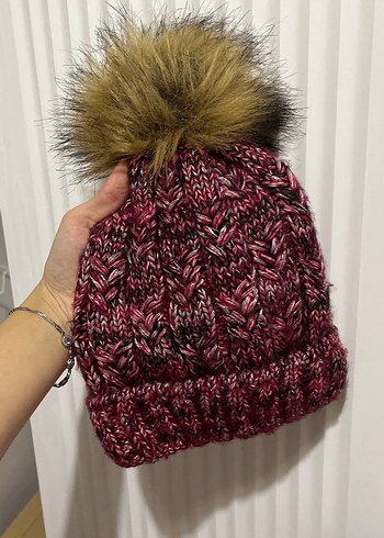 Bordo Örgü Kadın Bere - Görsel 2