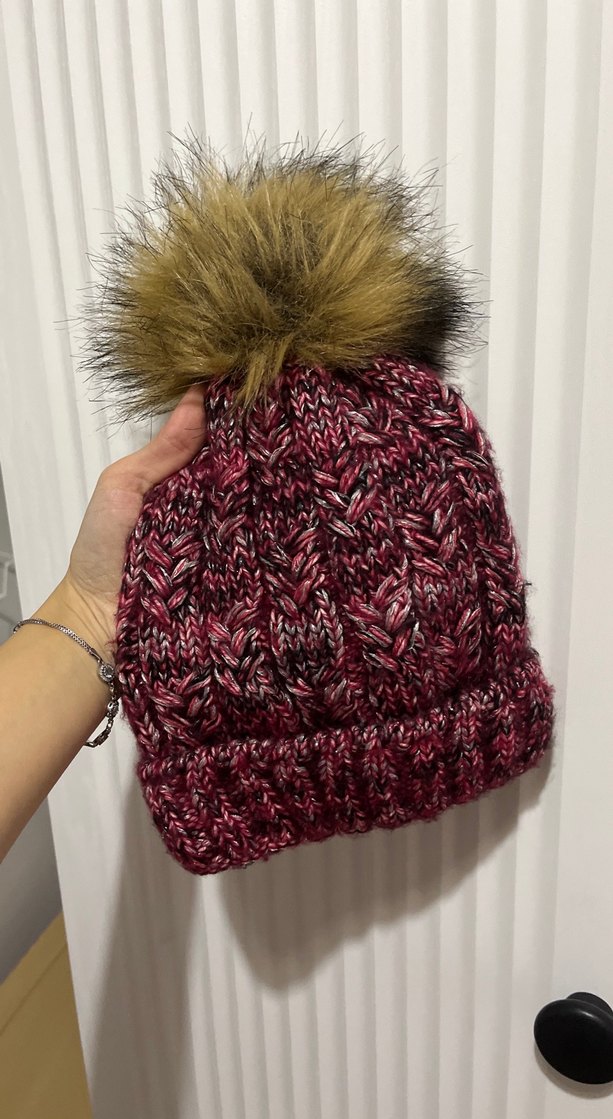 Bordo Örgü Kadın Bere - Görsel 2