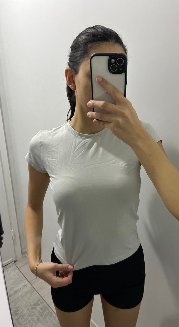 Beyaz Kadın Crop Top Kısa Kollu - Görsel 3