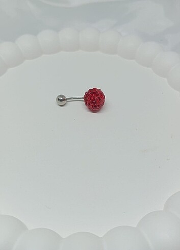 Kırmızı taşlı göbek piercing  - Görsel 3